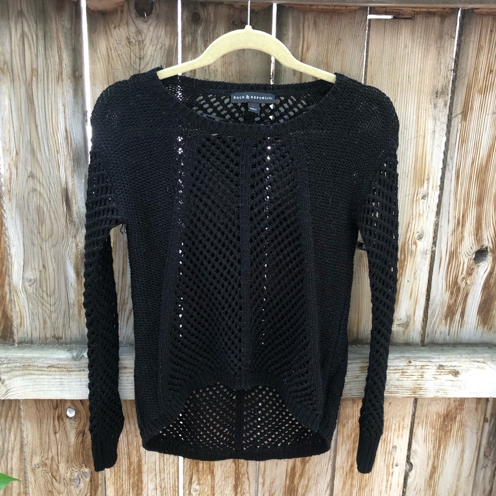 Rock and republic black pullover metal chain Sz S
